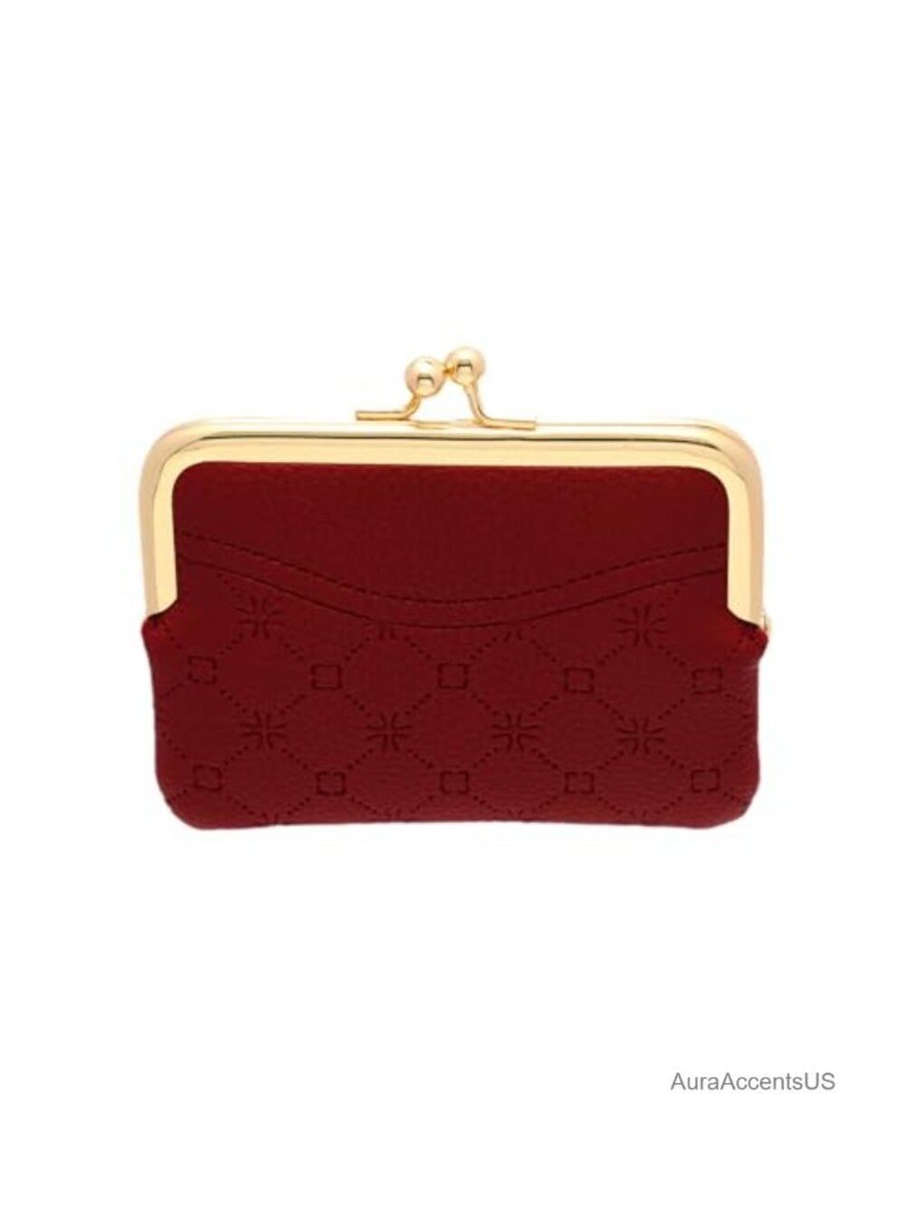 Leather Kiss Lock Coin Purse Wallet with Buckle Small Change Holder for Women